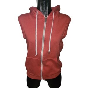 Urban Heritage Red Sleeveless Zip-Up Hoodie Size S